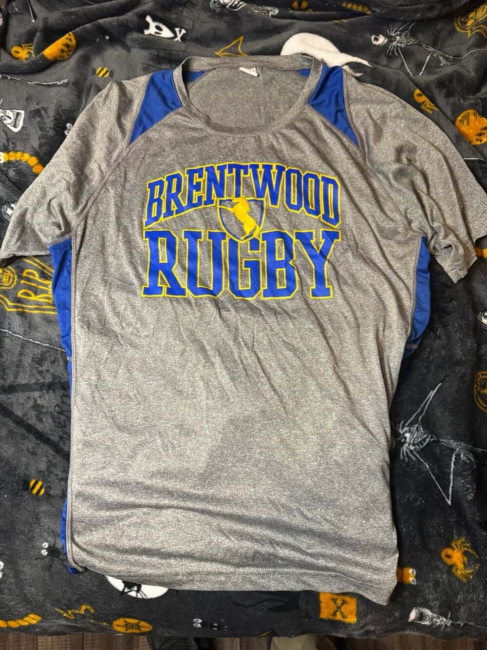 Brentwood Rugby Athletic Gray and Blue Short Sleeve Training T-Shirt